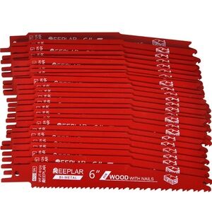 25 Pack 6 Inch 6/12 Tpi Reciprocating Saw Blades for Nail-Embedded Wood New (Dam
